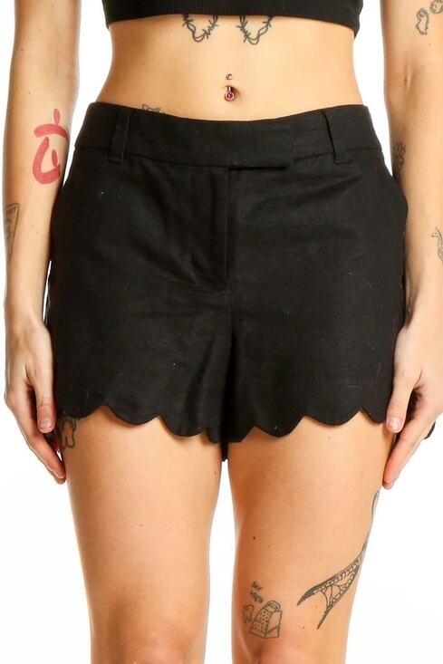 J. Crew Pants - J. Crew | Preppy Summer Vacation Black Linen Blend Shorts Scallop Hems Size 10